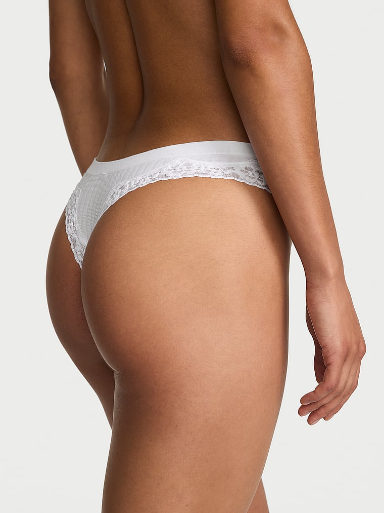 Victoria's Secret, Seamless Seamless Thong Panty, Vs White, onModelBack, 2 of 3 Nikita  is 5'10" and wears Small