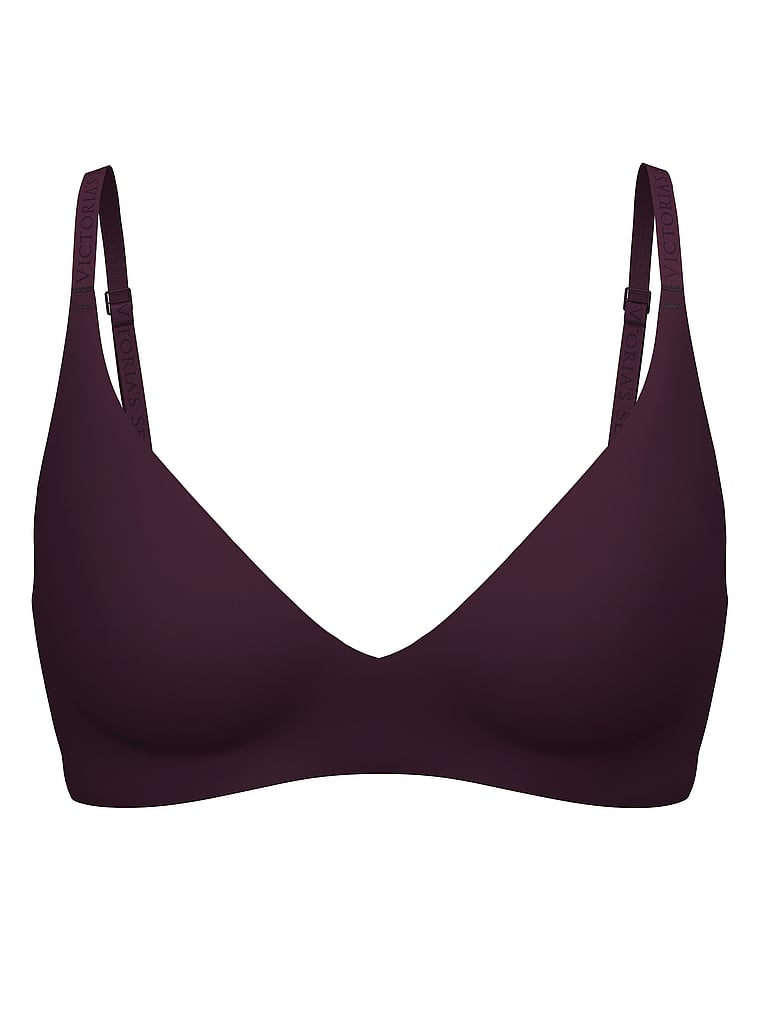 Victoria's Secret, The T-shirt Push-Up Wireless Comfort Bra, Winter Wine, offModelFront, 3 of 3