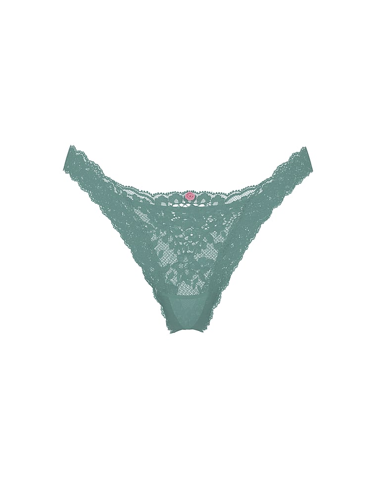 Victoria's Secret, Dream Angels Lace Brazilian Panty, Arctic Green, offModelFront, 4 of 4