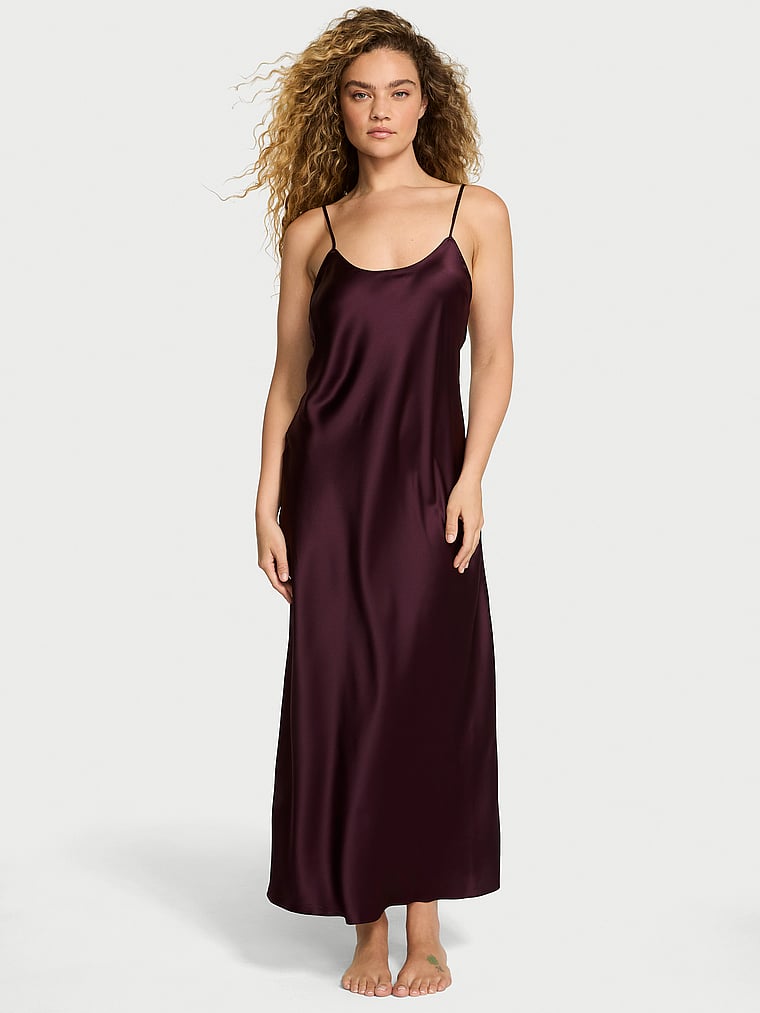 Victoria's Secret, Victoria's Secret Satin Long Slip, onModelFront, 1 of 5