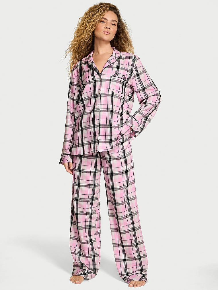 Victoria's Secret, Victoria's Secret Flannel Long Pajama Set, onModelFront, 1 of 4