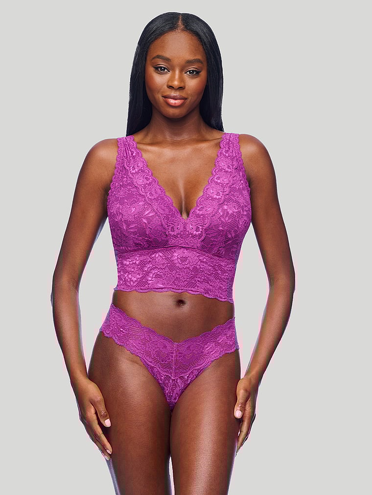 Victoria's Secret, Cosabella Never Say Never Plunge Longline Curvy Bralette, Purple, onModelFront, 1 of 2