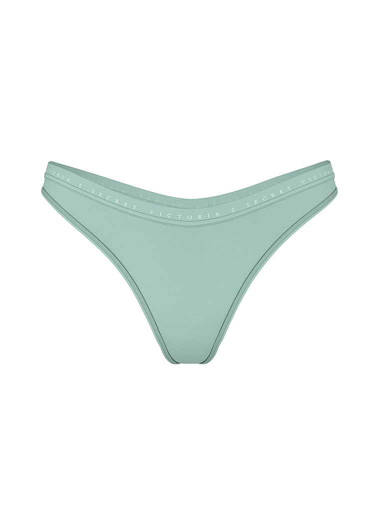 Stretch Cotton High-Leg Scoop Thong Panty