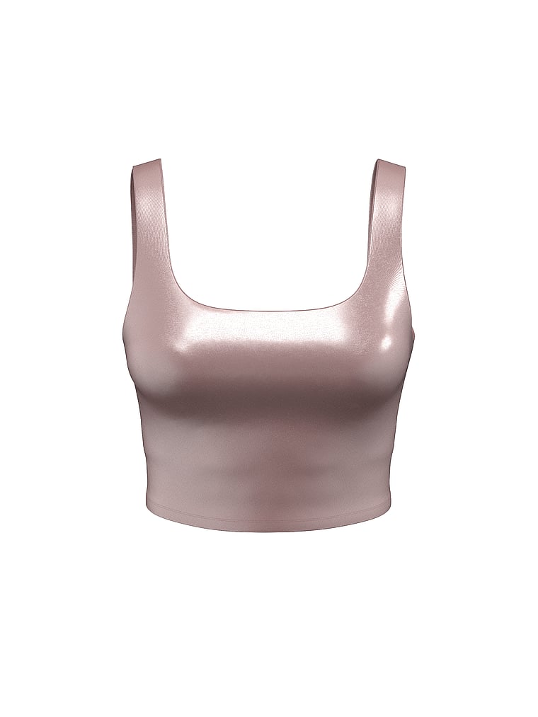 Victoria's Secret, VSX VSX GlossyTech™ Square-Neck Bra Top, French Mauve, offModelFront, 4 of 4