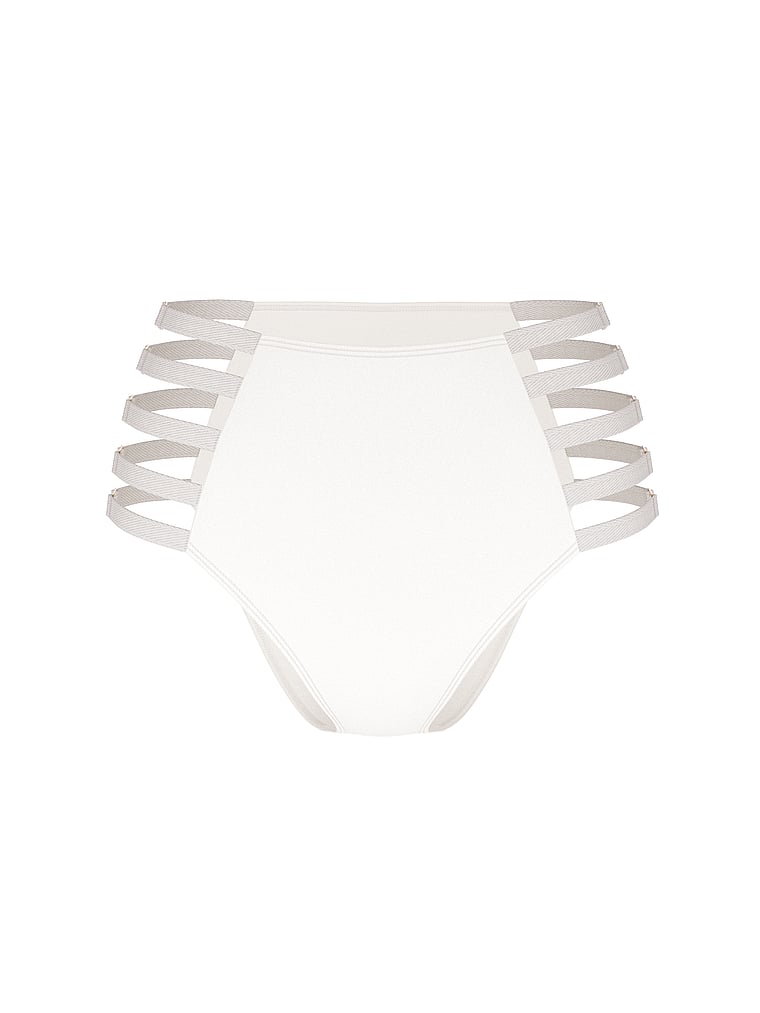 Victoria's Secret, Victoria's Secret Swim Archives Sexy Cut-Out High-Waist Cheeky Bikini Bottom, Coconut White, offModelFront, 2 of 5