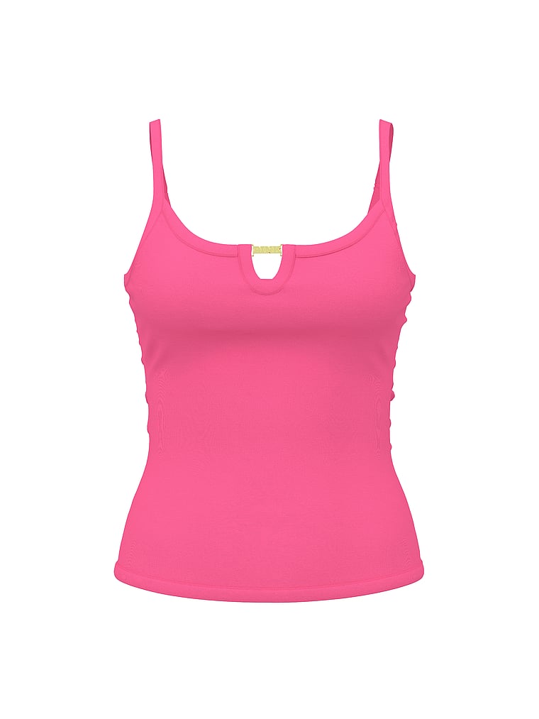 PINK Pretty Perfect Cami, Carmine Rose, offModelFront, 4 of 5