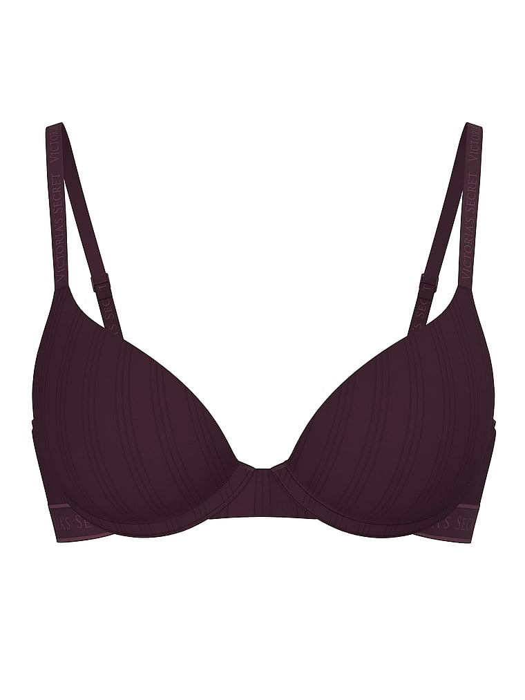 Victoria's Secret, The T-shirt Perfect Shape Ultra-Fine Modal Push-Up Bra, Winter Wine, offModelFront, 2 of 4