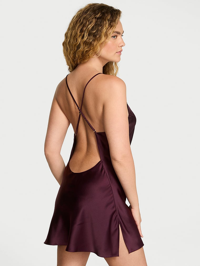 Buy Satin Open-Back Slip Dress, Coconut White - Order Slips online