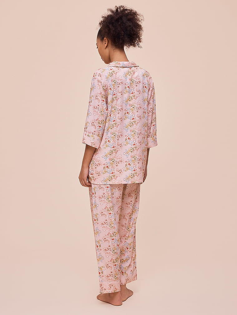 Victoria's Secret, Papinelle Molly Crop Pajama Set, Floral, onModelBack, 2 of 3