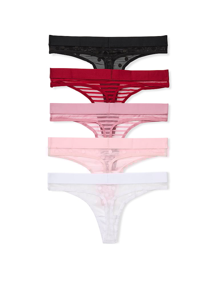 5-Pack Logo Cotton Thong Panties