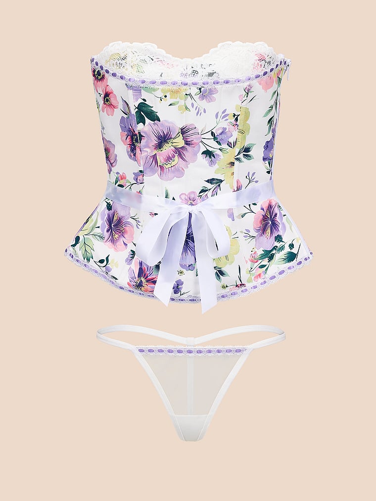Victoria's Secret, Adore Me Hopelynn Corset and Panty Set, Spring Bouquet, detail, 3 of 3