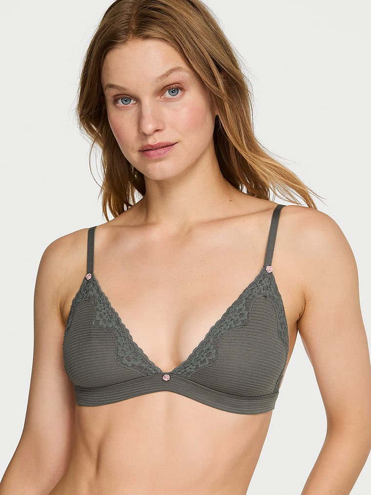 Victoria's Secret, The T-shirt SoSoft™ Modal Ultra-Fine Triangle Bralette, Expedition Green, onModelFront, 1 of 3 Lotta is 5'10" and wears 34B or Small