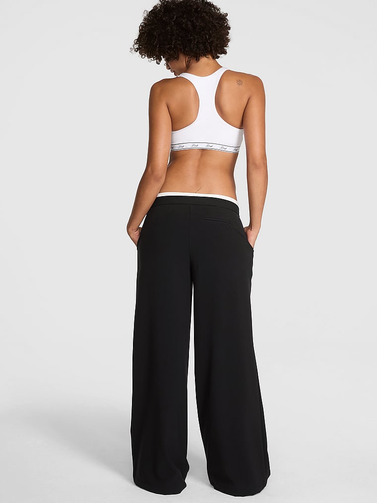 PINK On-the-Go Low-Rise Trouser Pants, Pure black, onModelBack, 2 of 3 Vanessa is 5'10" and wears Small