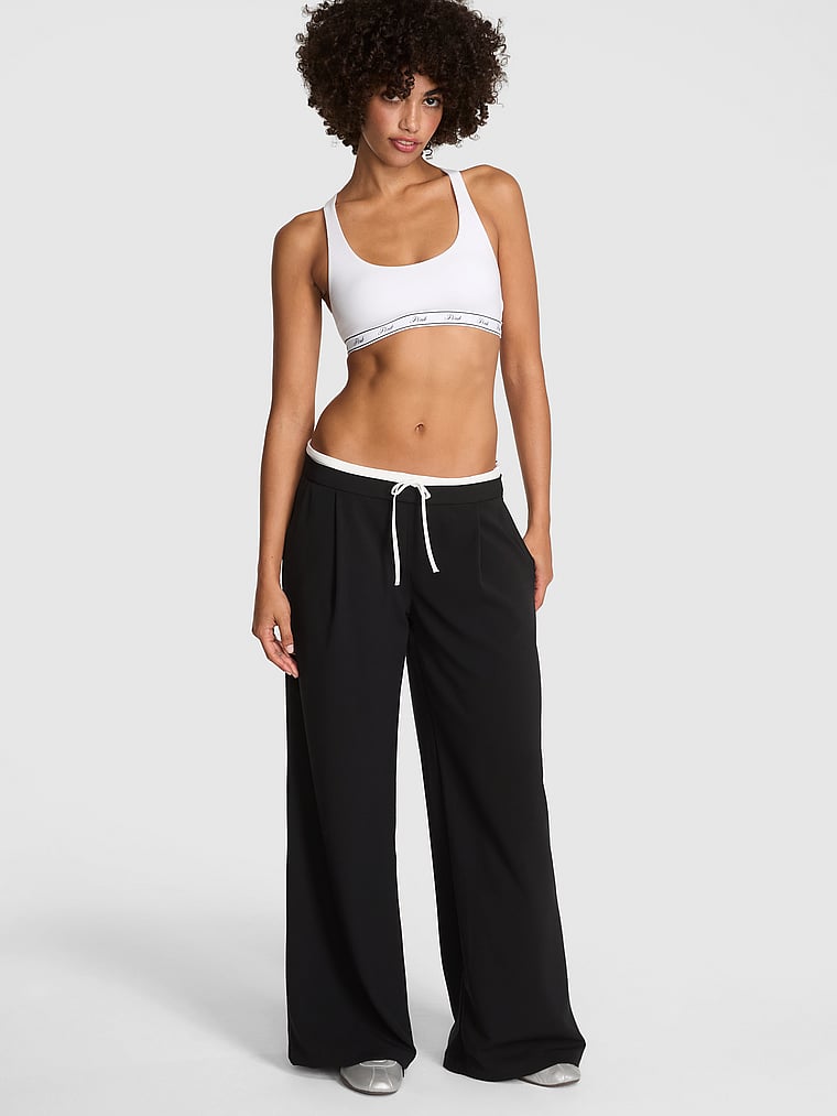 PINK On-the-Go Low-Rise Trouser Pants, Pure black, onModelFront, 1 of 3 Vanessa is 5'10" and wears Small