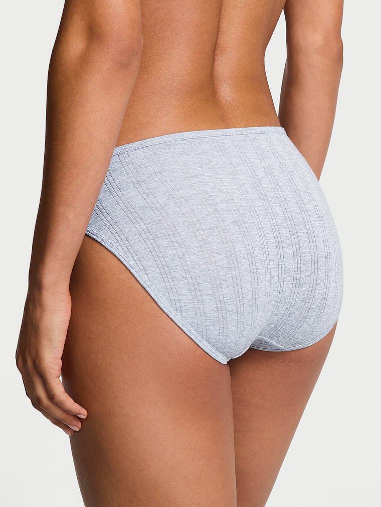 Victoria's Secret, Victoria's Secret Stretch Cotton High-Leg Brief Panty, Medium Heather Grey, onModelBack, 2 of 3 Nikita is 5'10" and wears Small