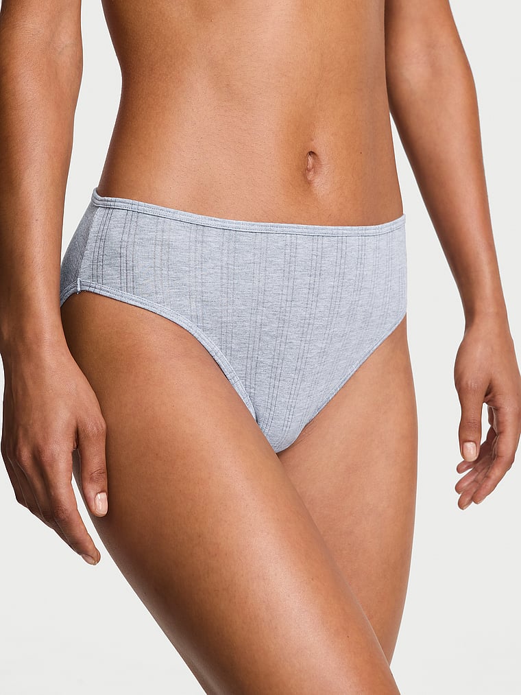 Victoria's Secret, Victoria's Secret Stretch Cotton High-Leg Brief Panty, Medium Heather Grey, onModelFront, 1 of 3 Nikita is 5'10" and wears Small