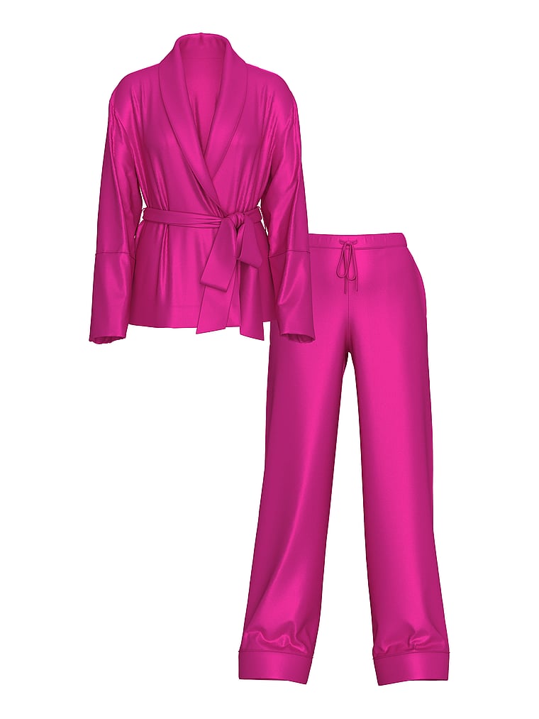 Victoria's Secret, Victoria's Secret Luxe Satin Wrap Top & Pant Set, Allure, offModelFront, 4 of 4