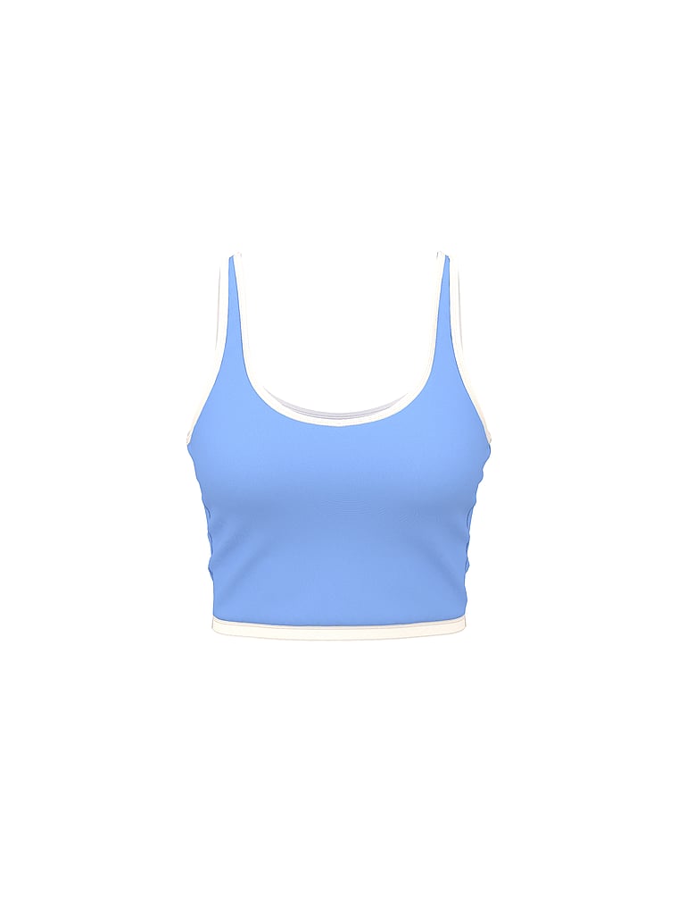 PINK Relay Longline Sports Bra, Seascape Blue, offModelFront, 4 of 4