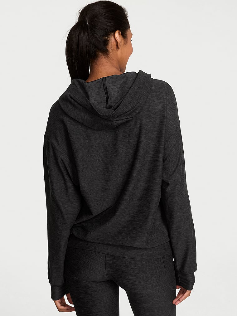 Victoria's Secret, VSX VSX LUXMarl™ Hoodie, Heather Grey Onyx, onModelBack, 4 of 4 Shaanti is 5'9" and wears Small