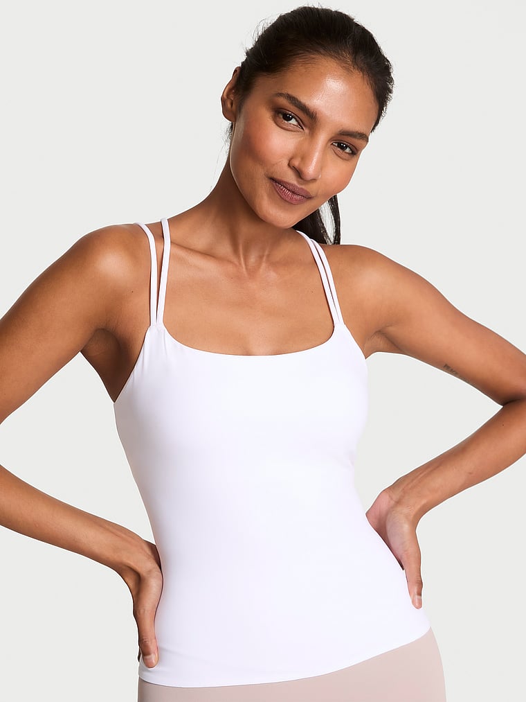 Victoria's Secret, VSX VSX Elevate™ Strappy Tank Top, Vs White, onModelFront, 1 of 3 Shaanti is 5'9" and wears Small