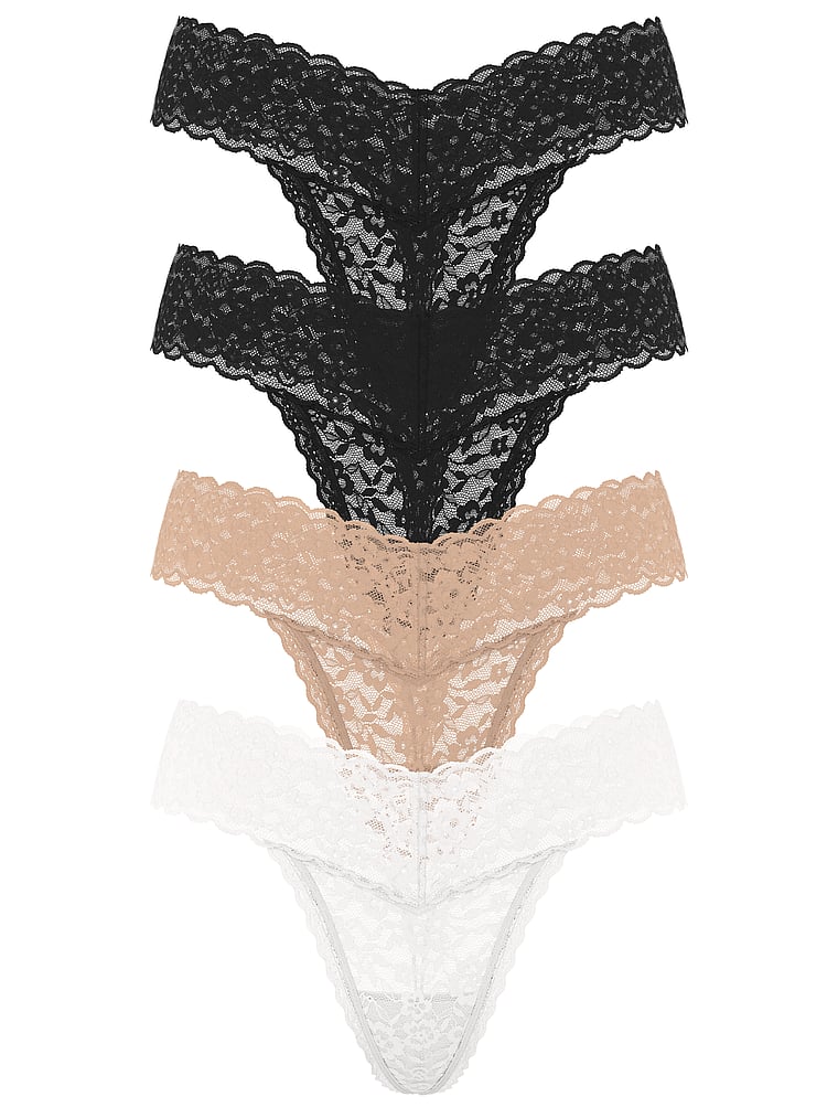 Victoria's Secret, Victoria's Secret 4-Pack Lacie Thong Panties, Bundle, offModelFront, 1 of 2