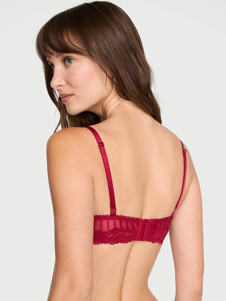 Victoria's Secret, Victoria's Secret Sexy Tee Sheer Heritage Lightly Lined Demi Bra, Red Lacquer, onModelBack, 2 of 5 Ari is 5'9" or 175cm and wears 34B or Small