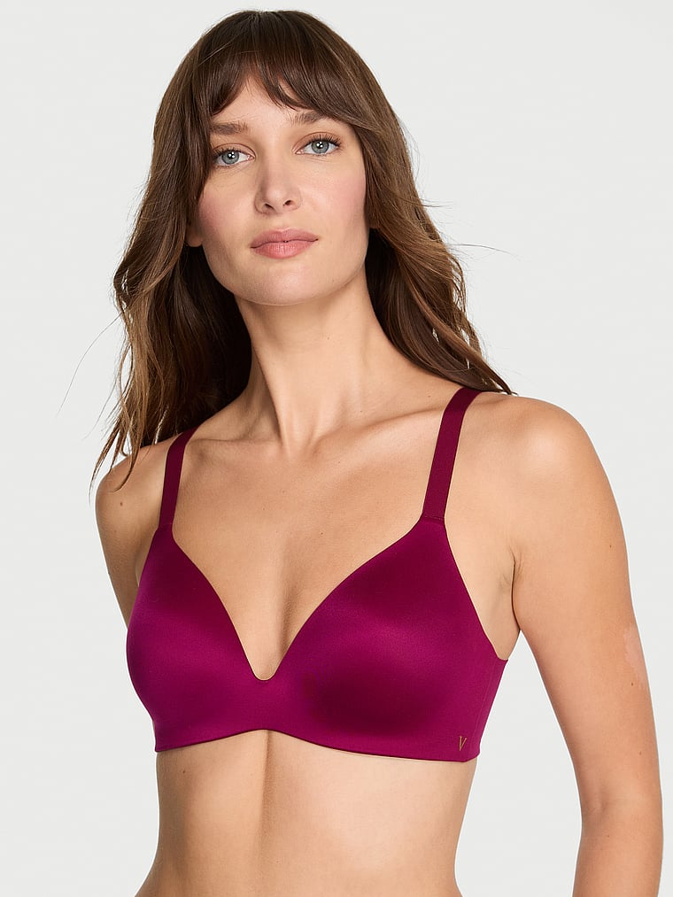 Victoria's Secret, Victoria's Secret Bare Infinity Flex Lightly Lined Wireless Full-Coverage Bra, Fresh Jam, onModelFront, 1 of 4 Ari is 5'9" and wears 34B or Small