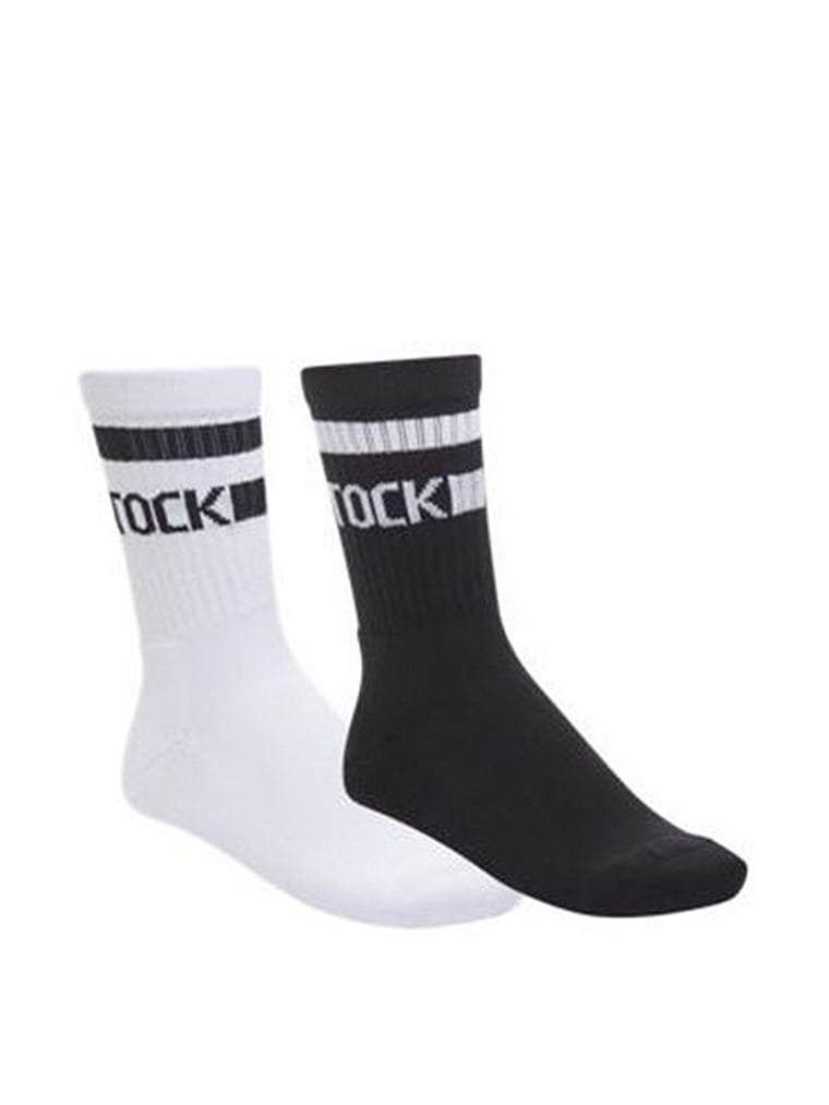 Birkenstock Cotton Stripe Crew Socks, Black/White, onModelFront, 1 of 1