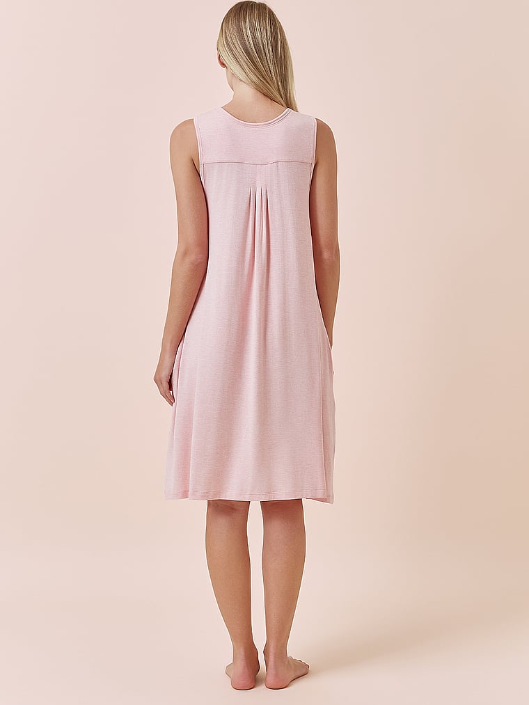 Victoria's Secret, Papinelle Kate Modal Pleat Front Midi Length Nightie, Pink, onModelBack, 2 of 3