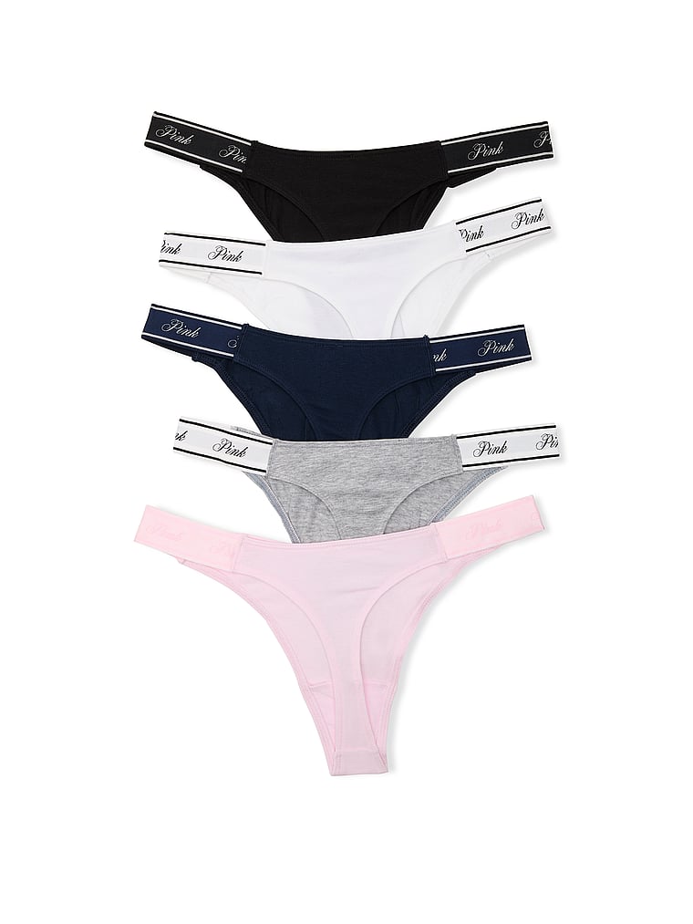 5-Pack Logo Cotton Thong Panties