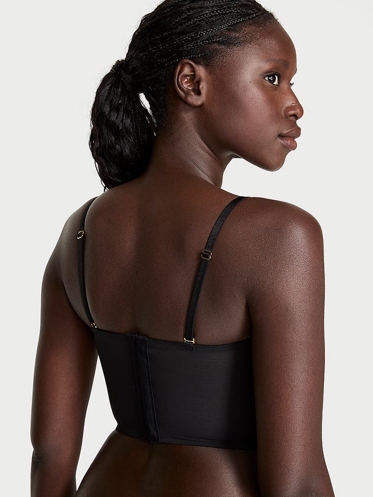 Victoria's Secret, Very Sexy Electric Orchid Burnout Velvet Strapless Corset Top, Black Electric Orchid, detail, 4 of 4