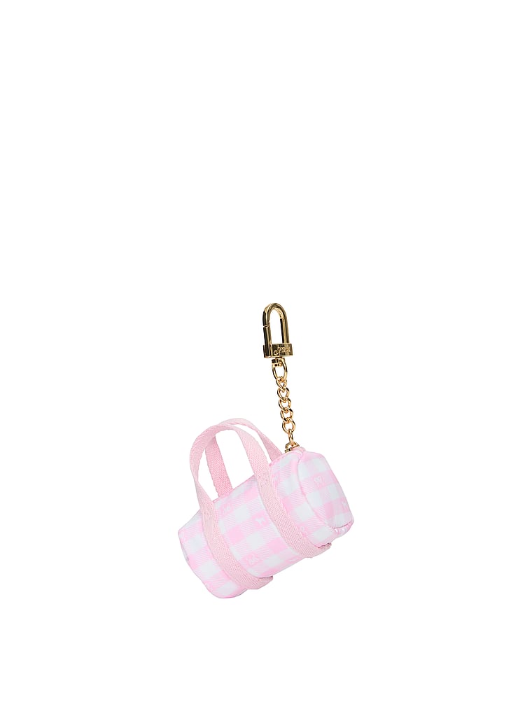 PINK X LoveShackFancy PINK x LoveShackFancy Mini Duffle Keychain Charm, Icon Gingham, onModelBack, 2 of 3