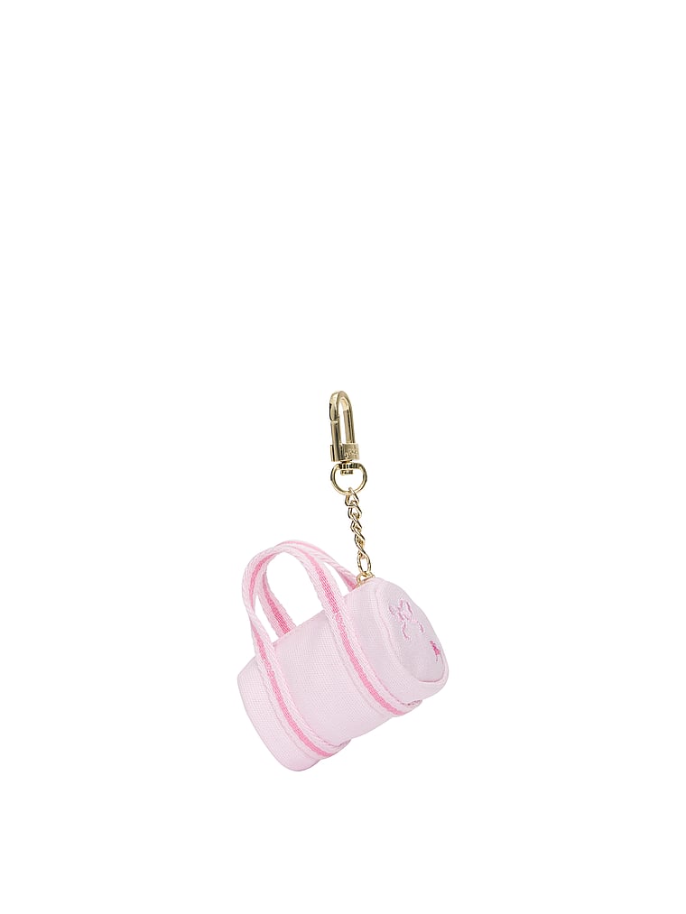 PINK X LoveShackFancy PINK x LoveShackFancy Mini Duffle Keychain Charm, Pink Tulip, detail, 4 of 4