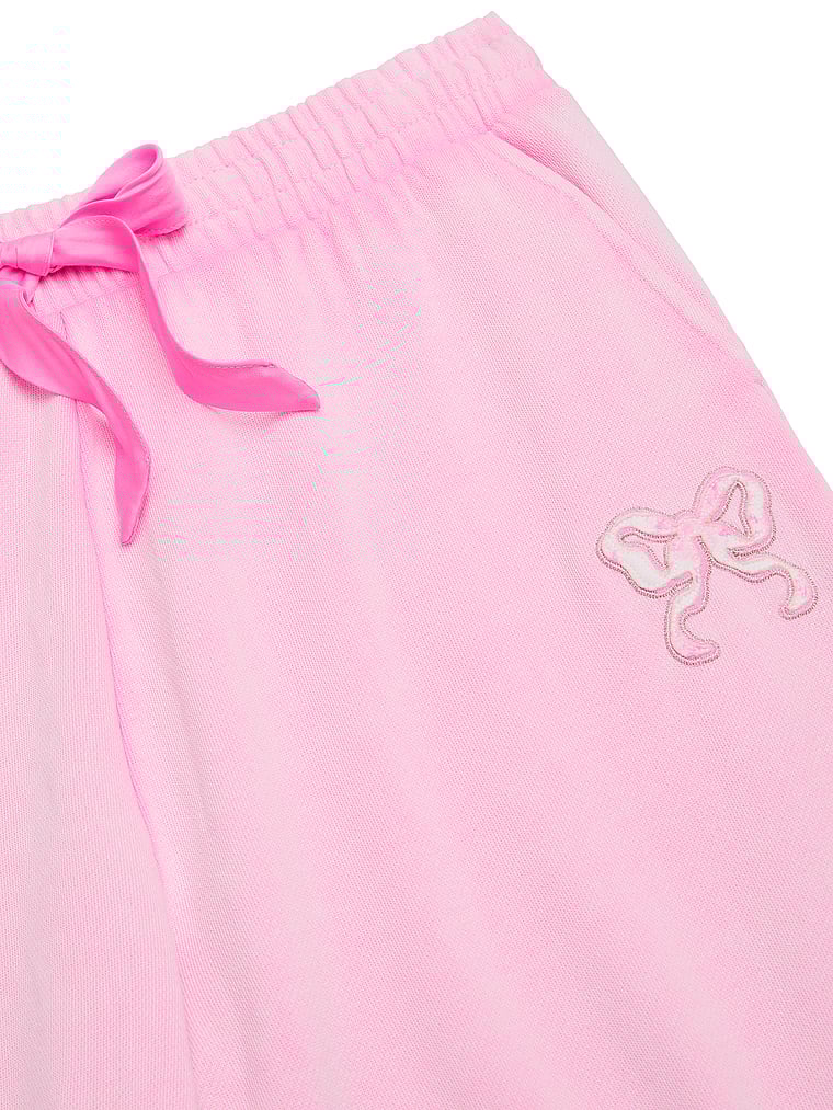 PINK X LoveShackFancy PINK x LoveShackFancy Wide-Leg Sweatpants, Pink Lollipop, detail, 3 of 5