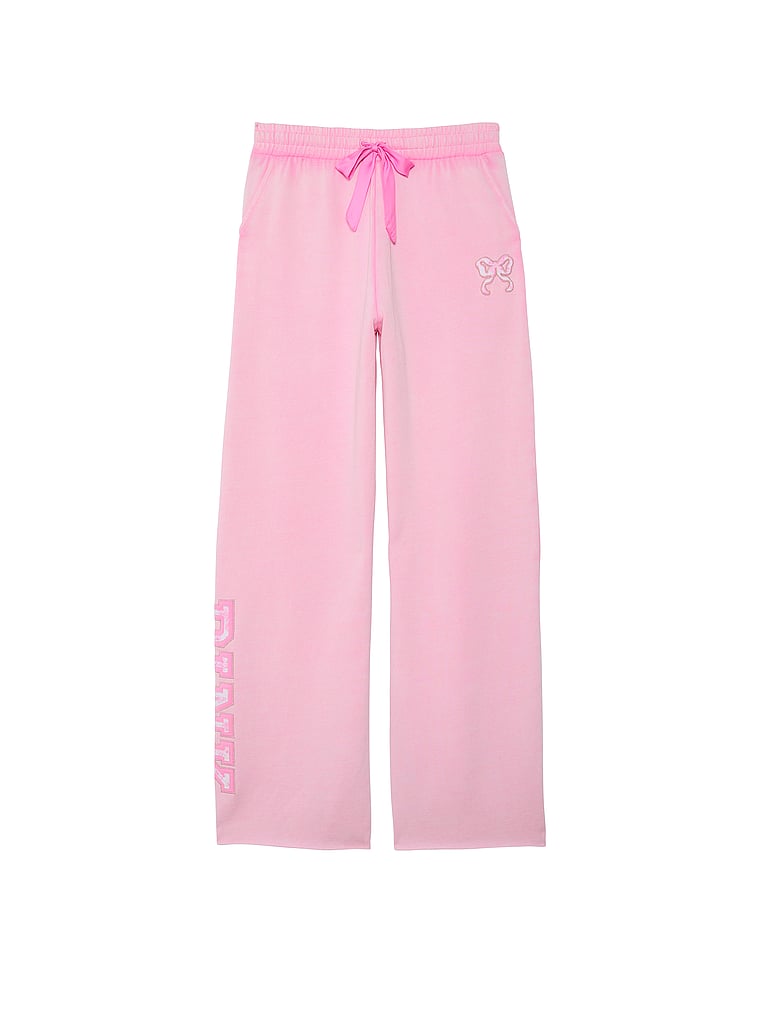 PINK X LoveShackFancy PINK x LoveShackFancy Wide-Leg Sweatpants, Pink Lollipop, offModelFront, 2 of 5