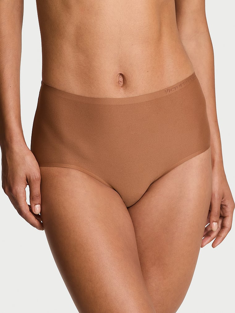 Victoria's Secret, Body by Victoria Body by Victoria Flex Mid-Rise Modern Brief Panty, Caramel, onModelFront, 1 of 3 Nikita  is 5'10" or 178cm and wears Small