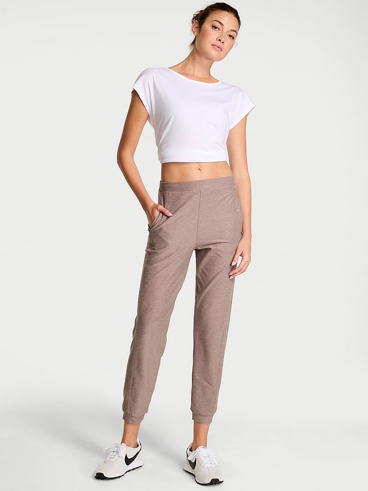 Victoria's Secret, VSX VSX LUXMarl™ Jogger Pant, Heather Candlelight Rose, onModelFront, 1 of 4 Kennidy is 5'11" or 180cm and wears Small