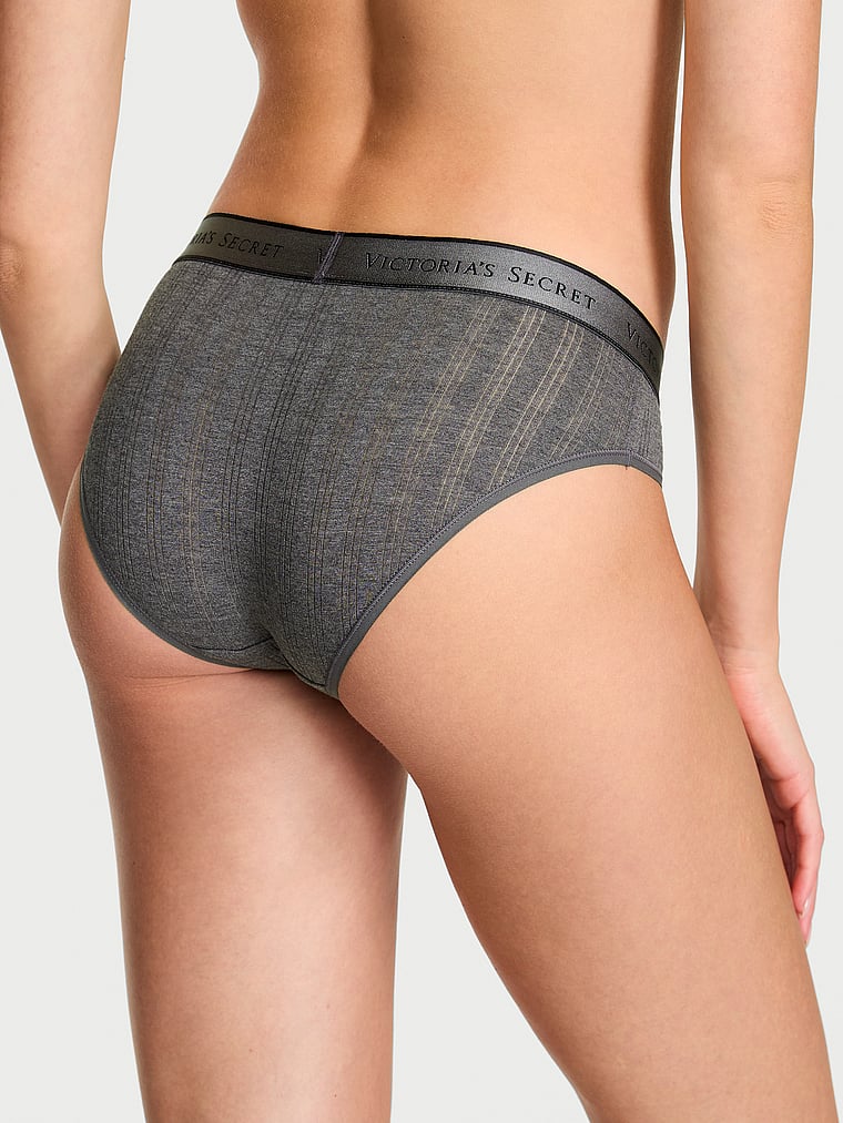 Victoria's Secret, Cotton Logo Cotton Hiphugger Panty, Heather Anthracite, onModelBack, 2 of 3 Kennidy is 5'11" and wears Small
