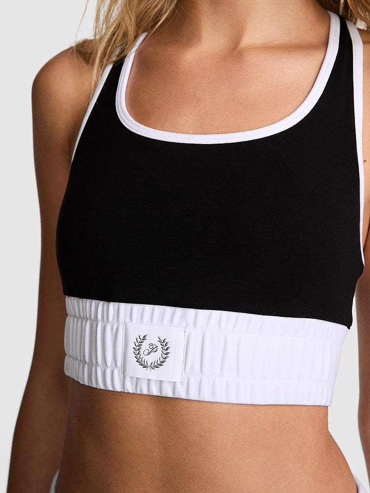 PINK Soft Modal Racerback Bra, Pure Black, detail, 3 of 5 Mari is 5'7" and wears 34B or Small