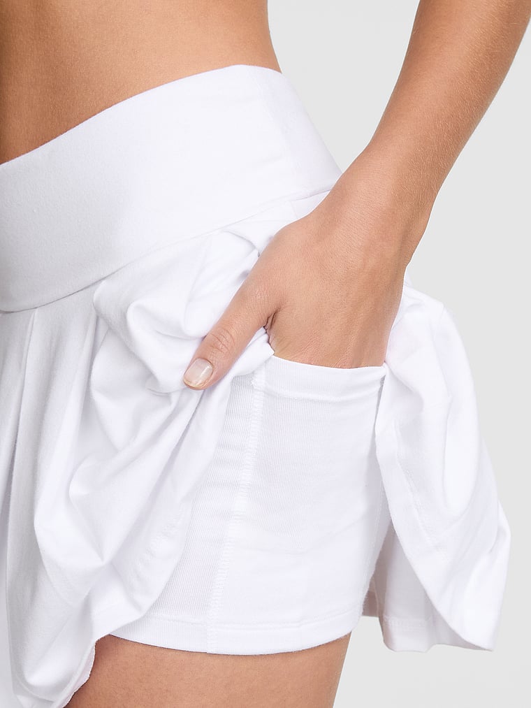 PINK All-Day Cotton™ Foldover Pleated Skort, Vs White, detail, 5 of 5 Mari is 5'7" and wears Small