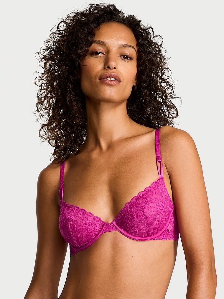 Victoria's Secret, Victoria's Secret Sexy Tee Lacie Unlined Demi Bra, Allure Pink, onModelFront, 1 of 5 Nikita  is 5'10" or 178cm and wears 34B or Small