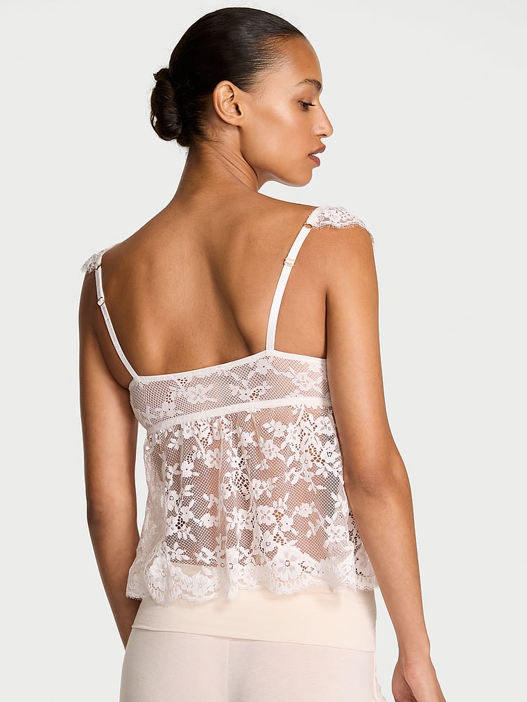 Victoria's Secret, Dream Angels Wicked Unlined Lace Flyaway Bra Top, Coconut White, onModelBack, 2 of 3