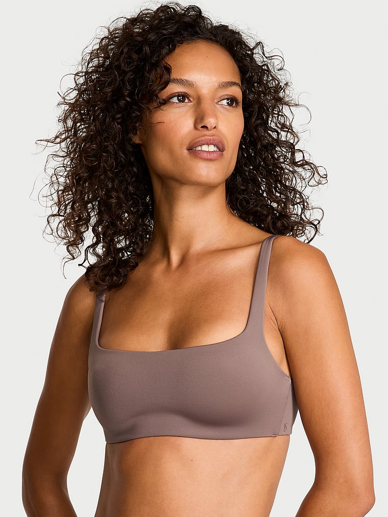 Victoria's Secret, Body by Victoria Luxe Contour Scoop Lightly Lined Bra, Cloudy Grey, onModelFront, 1 of 5 Nikita  is 5'10" and wears 34B or Small