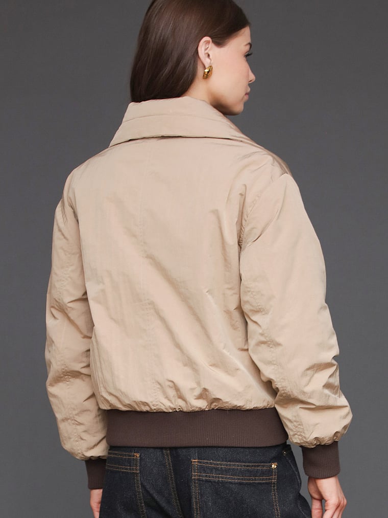 Victoria's Secret, Avec Les Filles High Neck Padded Jacket, Vintage Khaki, onModelBack, 2 of 5