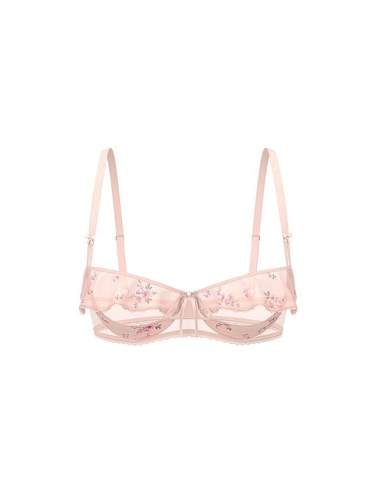Buy Wicked Unlined Sheer Flutter Open-Cup Balconette Bra, Pink Floral ...