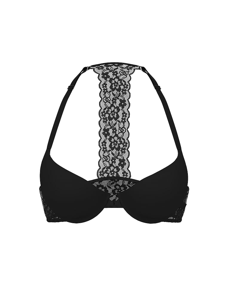 Victoria's Secret, Victoria's Secret Sexy Tee Smooth Lightly Lined Demi Bra, Black, offModelFront, 3 of 3