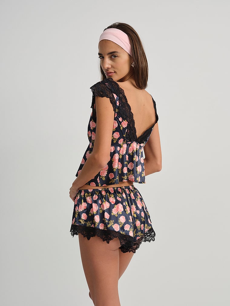 Victoria's Secret, For Love & Lemons Kayla Sleep Top, Navy, onModelBack, 2 of 2