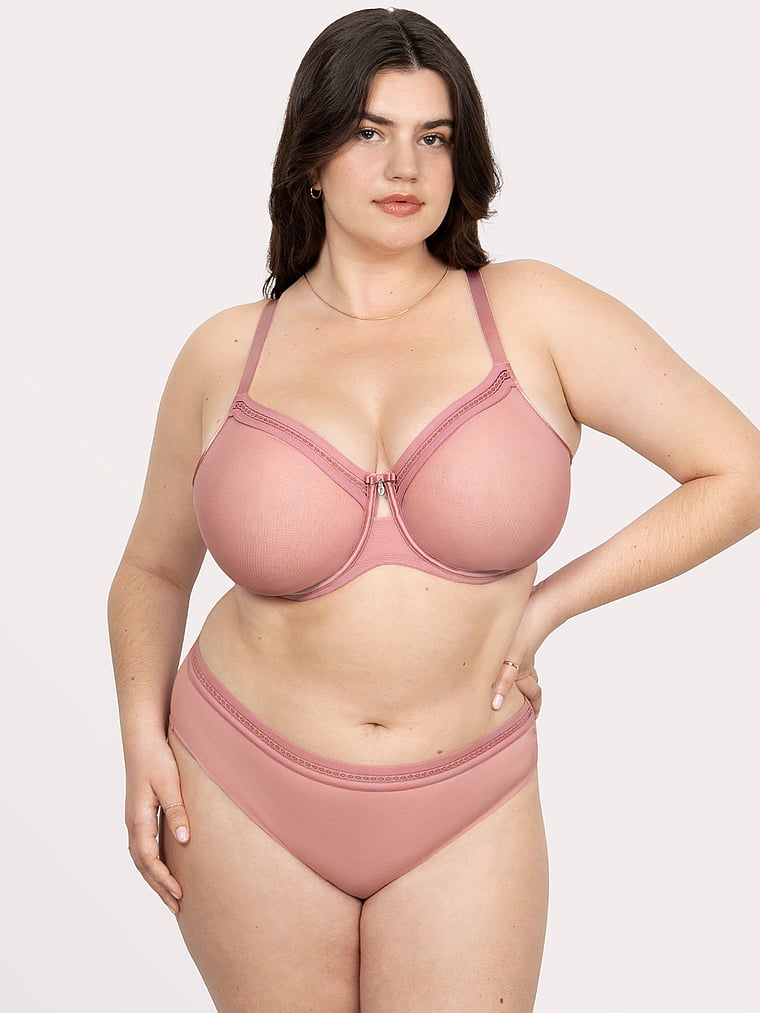 Victoria's Secret, Curvy Couture Sheer Mesh High-Leg Brief Panty, Wisteria, onModelBack, 2 of 4