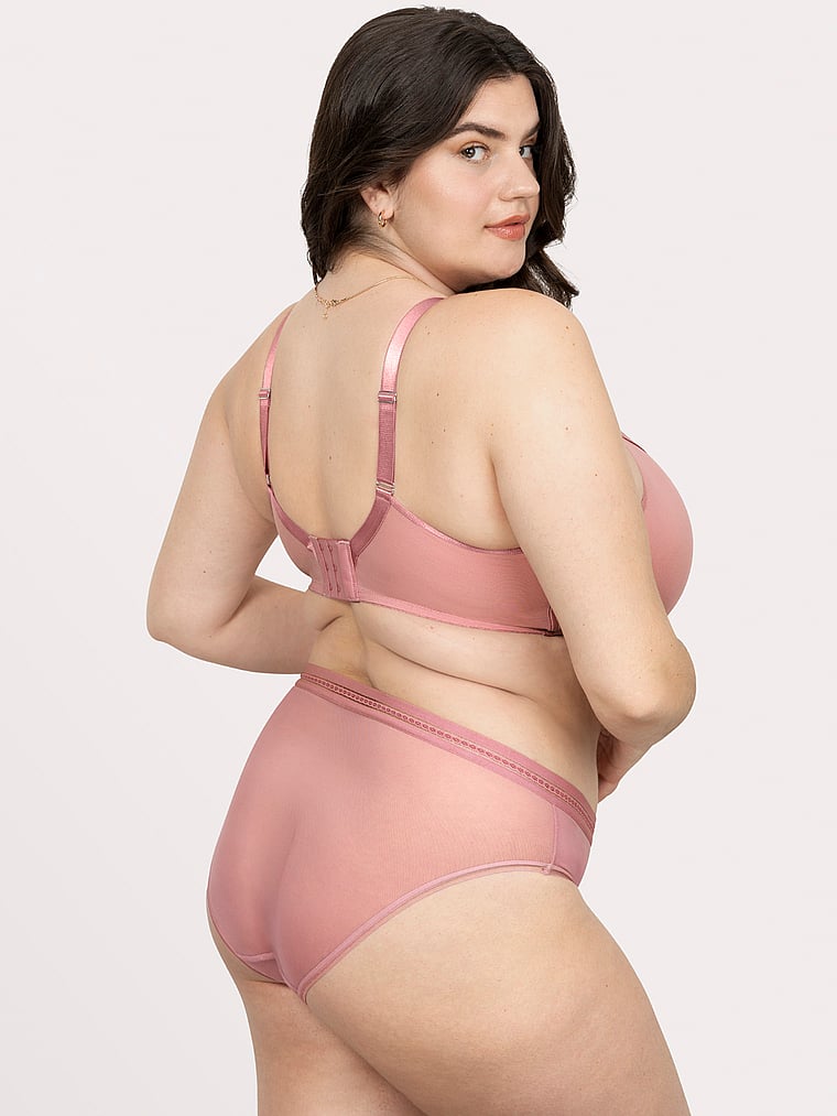 Victoria's Secret, Curvy Couture Sheer Mesh High-Leg Brief Panty, Wisteria, onModelFront, 1 of 4