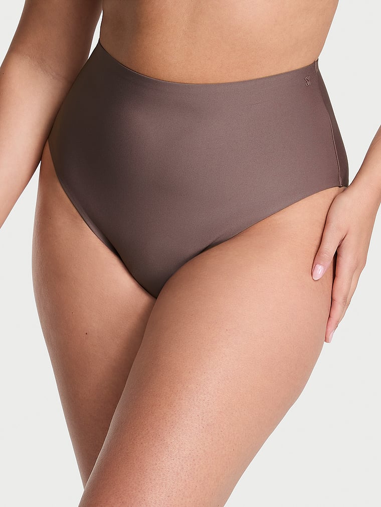 Victoria's Secret, Body by Victoria Luxe Contour High-Rise Cheeky Panty, Cloudy Grey, onModelFront, 1 of 4 Karmi is 5'10" or 178cm and wears Large